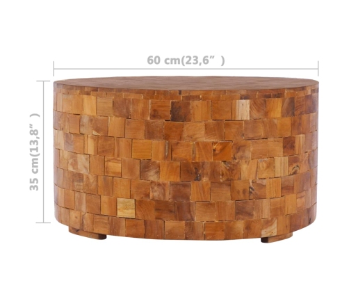 vidaXL Mesa de centro de madera maciza de teca 60x60x35 cm