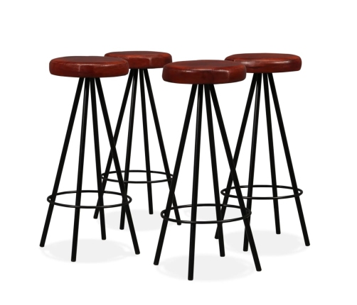 Set muebles de bar 9 pzas madera maciza acacia cuero auténtico