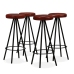 Set muebles de bar 9 pzas madera maciza acacia cuero auténtico