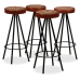 Set muebles de bar 9 pzas madera maciza acacia cuero real lona