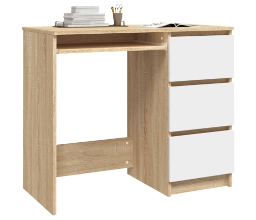 Escritorio madera contrachapada blanco roble Sonoma 90x45x76 cm