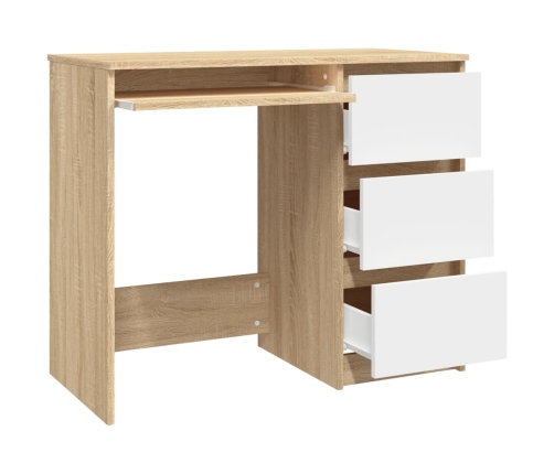 Escritorio madera contrachapada blanco roble Sonoma 90x45x76 cm