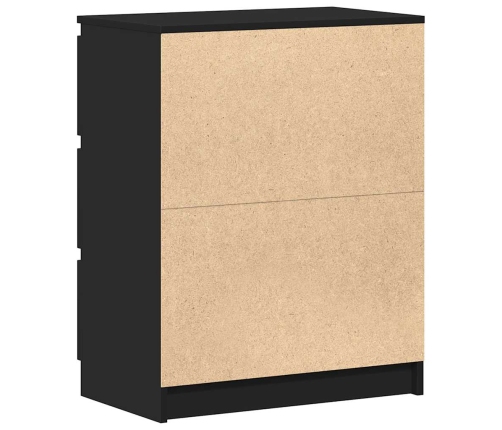 Aparador de madera contrachapada negro 60x35x76 cm