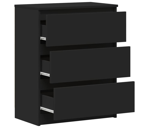 Aparador de madera contrachapada negro 60x35x76 cm