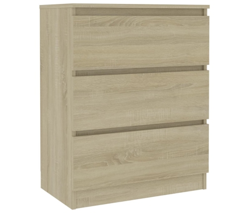 Aparador de madera contrachapada color roble Sonoma 60x35x76 cm