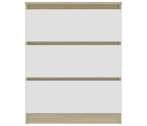 Aparador madera contrachapada blanco y roble Sonoma 60x35x76 cm