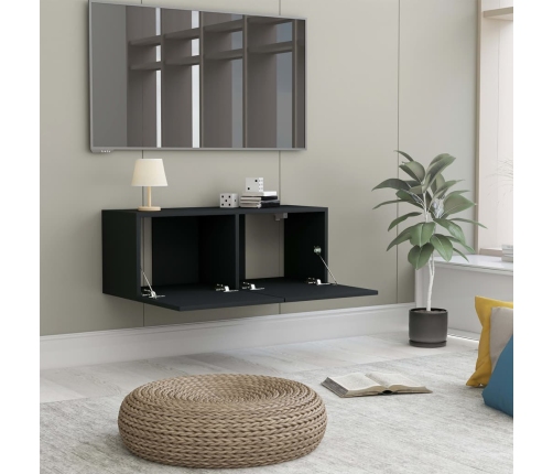 Mueble para TV madera contrachapada negro 80x30x30 cm