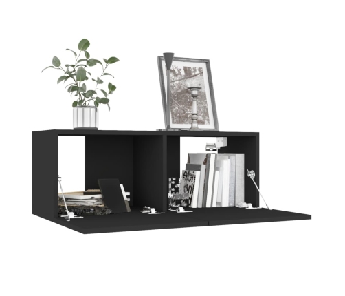 Mueble para TV madera contrachapada negro 80x30x30 cm