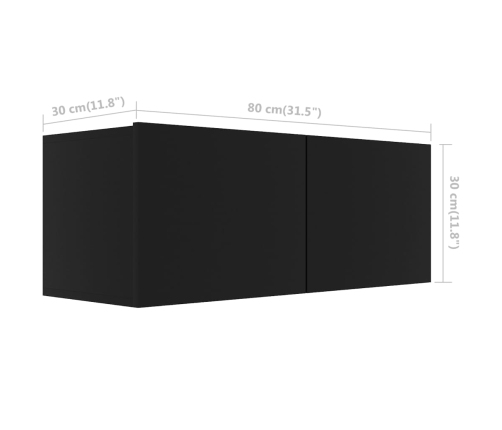 Mueble para TV madera contrachapada negro 80x30x30 cm