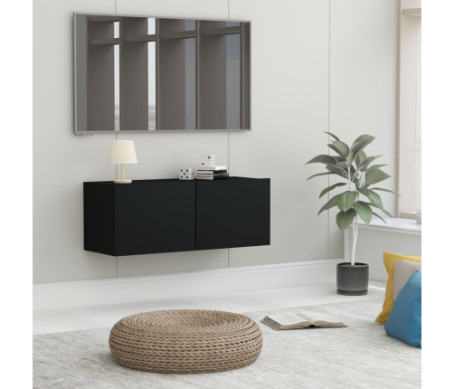 Mueble para TV madera contrachapada negro 80x30x30 cm