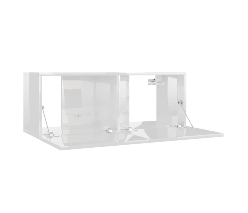 vidaXL Mueble TV madera contrachapada blanco brillante 80x30x30 cm