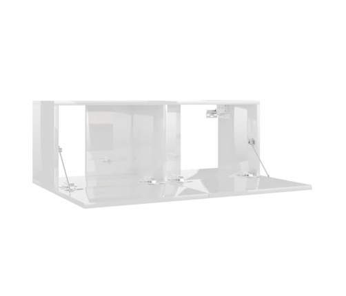 vidaXL Mueble TV madera contrachapada blanco brillante 80x30x30 cm