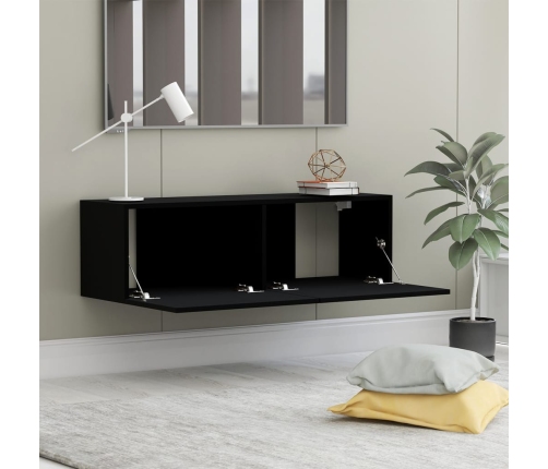 vidaXL Mueble pared TV madera contrachapada roble negro 100x30x30 cm