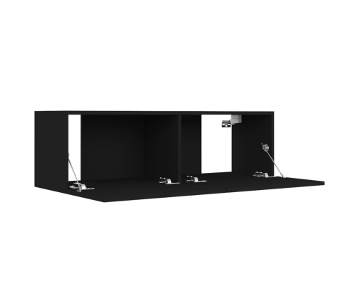 vidaXL Mueble pared TV madera contrachapada roble negro 100x30x30 cm