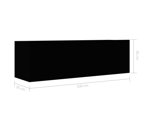 vidaXL Mueble pared TV madera contrachapada roble negro 100x30x30 cm