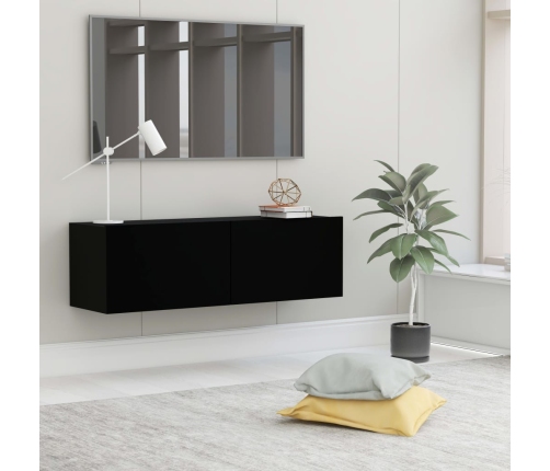 vidaXL Mueble pared TV madera contrachapada roble negro 100x30x30 cm