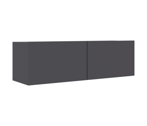 Mueble pared TV madera contrachapada gris 100x30x30 cm