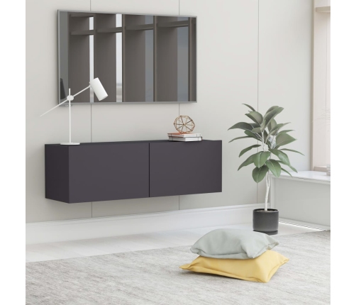 Mueble pared TV madera contrachapada gris 100x30x30 cm