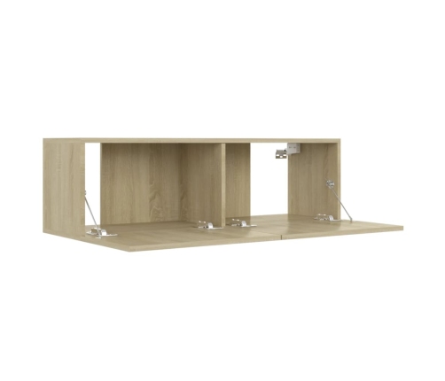 Mueble para TV madera contrachapada color roble 100x30x30 cm