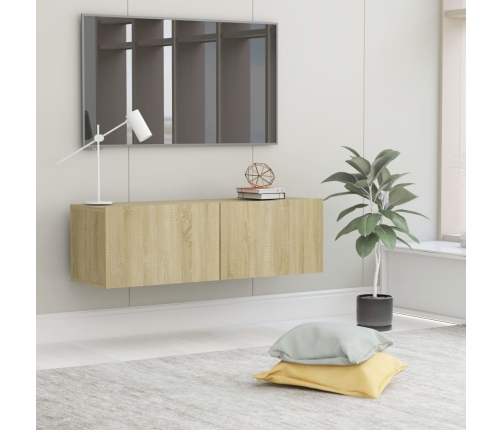 Mueble para TV madera contrachapada color roble 100x30x30 cm