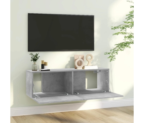 Mueble para TV madera contrachapada gris hormigón 100x30x30 cm