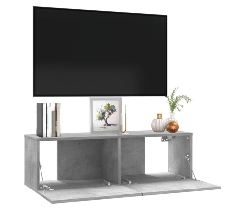 Mueble para TV madera contrachapada gris hormigón 100x30x30 cm