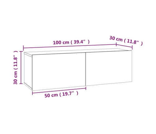 Mueble para TV madera contrachapada gris hormigón 100x30x30 cm