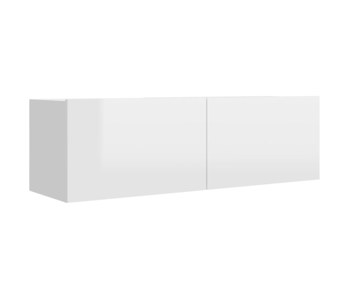 Mueble TV madera contrachapada blanco brillante 100x30x30 cm