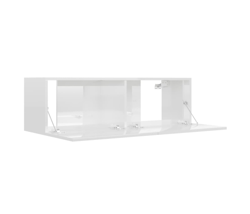 Mueble TV madera contrachapada blanco brillante 100x30x30 cm