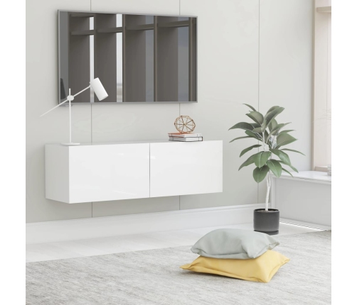 Mueble TV madera contrachapada blanco brillante 100x30x30 cm