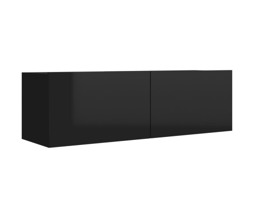 Mueble TV madera contrachapada negro brillante 100x30x30 cm