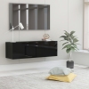 Mueble TV madera contrachapada negro brillante 100x30x30 cm