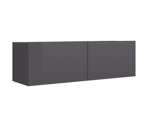 Mueble TV madera contrachapada gris brillante 100x30x30 cm