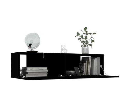 Mueble pared TV madera contrachapada negro 120x30x30 cm