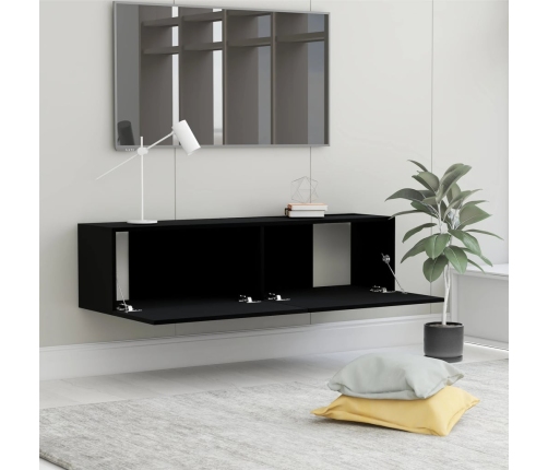 Mueble pared TV madera contrachapada negro 120x30x30 cm