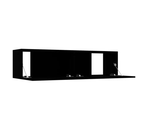 Mueble pared TV madera contrachapada negro 120x30x30 cm