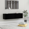 Mueble pared TV madera contrachapada negro 120x30x30 cm