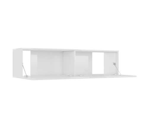 vidaXL Mueble TV madera contrachapada blanco brillante 120x30x30 cm