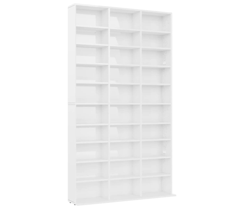 Armario CDs madera contrachapada blanco brillo 102x16x177,5 cm