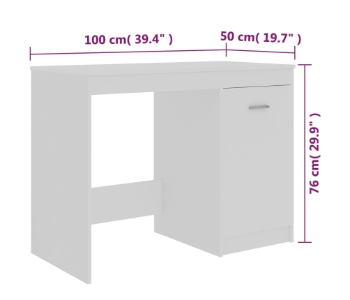 Escritorio de madera contrachapada blanco 100x50x76 cm