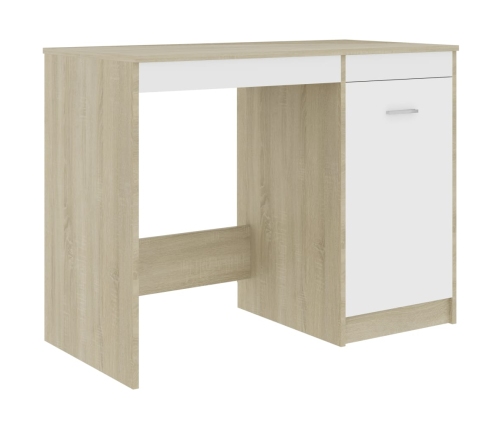 Escritorio madera contrachapada blanco roble Sonoma 100x50x76cm