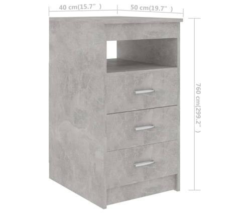 Cajonera de madera contrachapada gris hormigón 40x50x76 cm