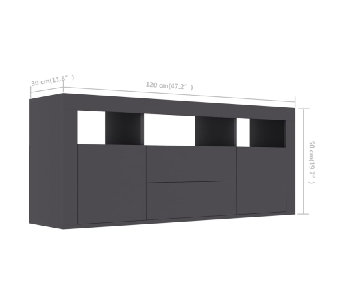 Mueble para TV madera contrachapada gris 120x30x50 cm