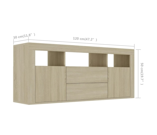 vidaXL Mueble para TV madera contrachapada color roble 120x30x50 cm