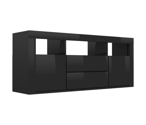 Mueble TV madera contrachapada negro brillante 120x30x50 cm