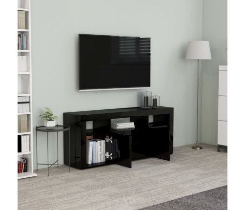 Mueble TV madera contrachapada negro brillante 120x30x50 cm