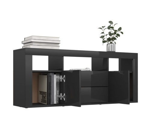 Mueble TV madera contrachapada negro brillante 120x30x50 cm