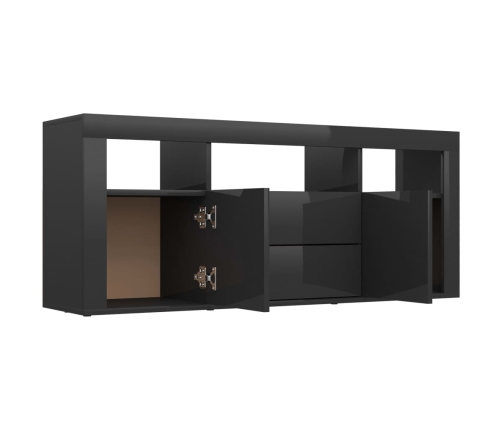 Mueble TV madera contrachapada negro brillante 120x30x50 cm