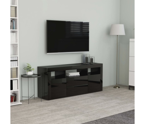 Mueble TV madera contrachapada negro brillante 120x30x50 cm