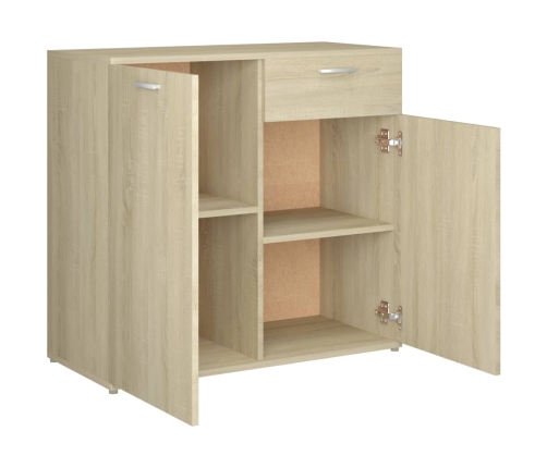 Aparador de madera contrachapada color roble Sonoma 80x36x75 cm